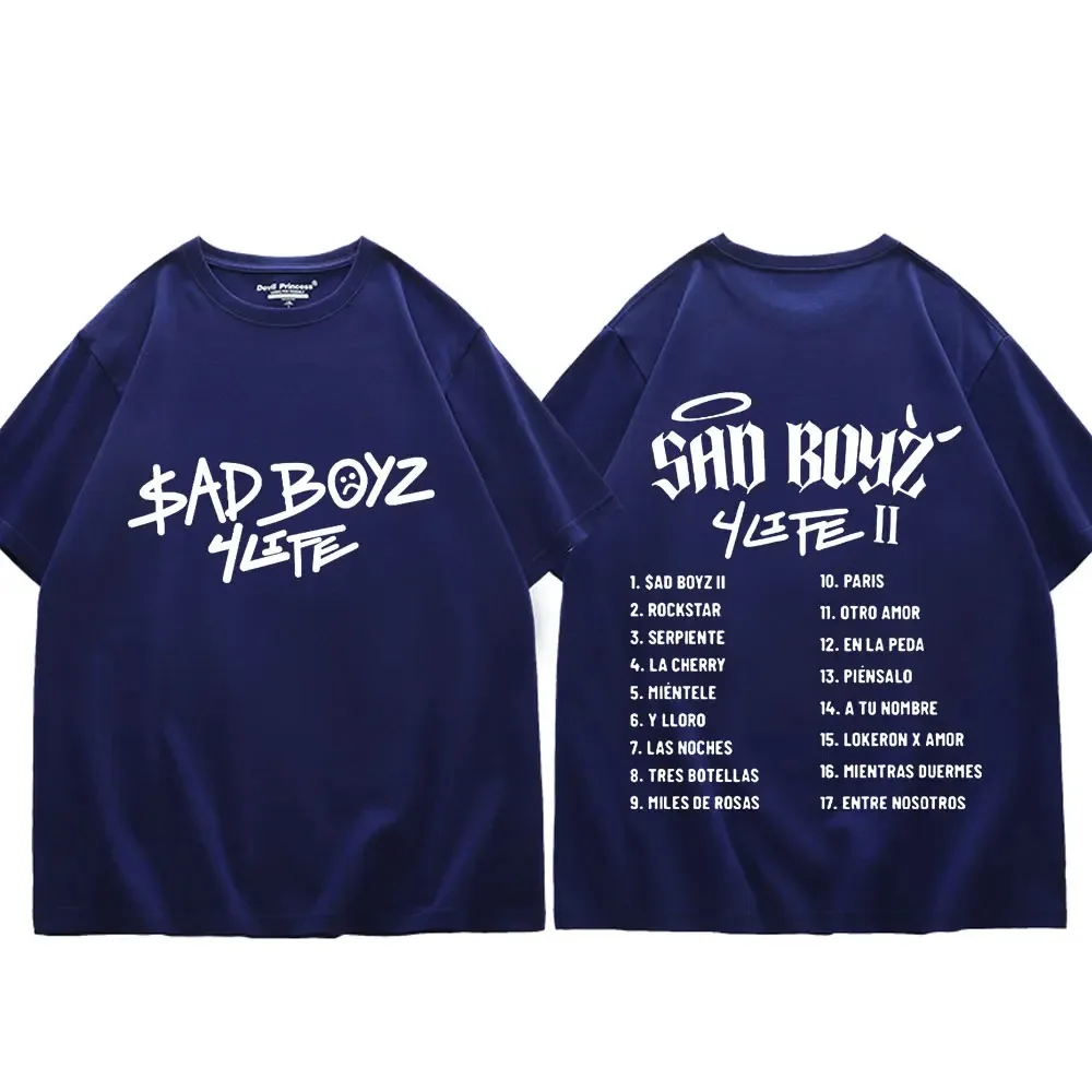 Singer Junior H Sad Boyz 4 Life Tour Print T Shirt Men Women Fashion Trend Hip Hop T-shirt Summer High Quality Cotton T-shirts