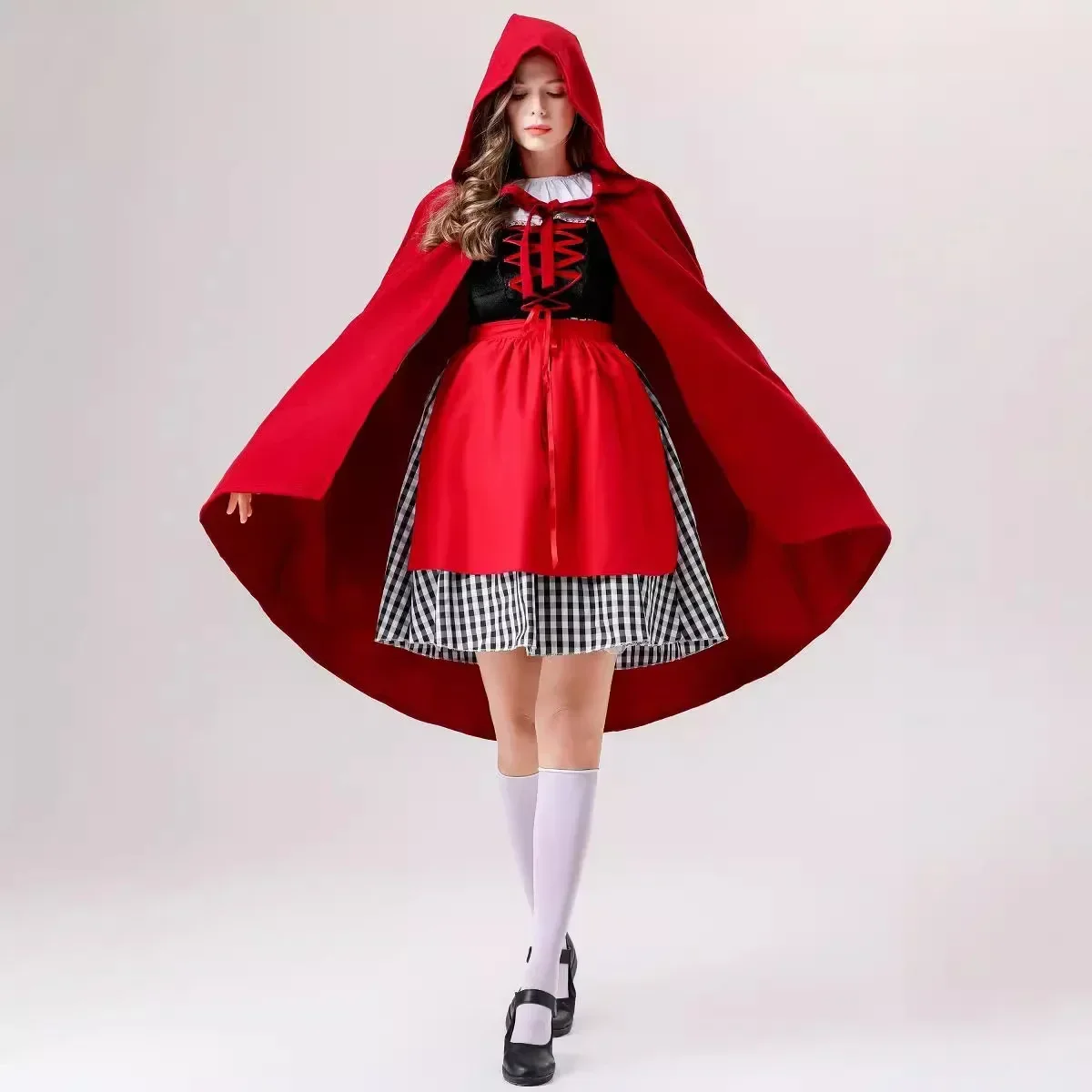 

Womens-Red Riding Hood-Cape Halloween Costume For Women Adult Cape Hood Cloak Women's Red Riding Hood Costume