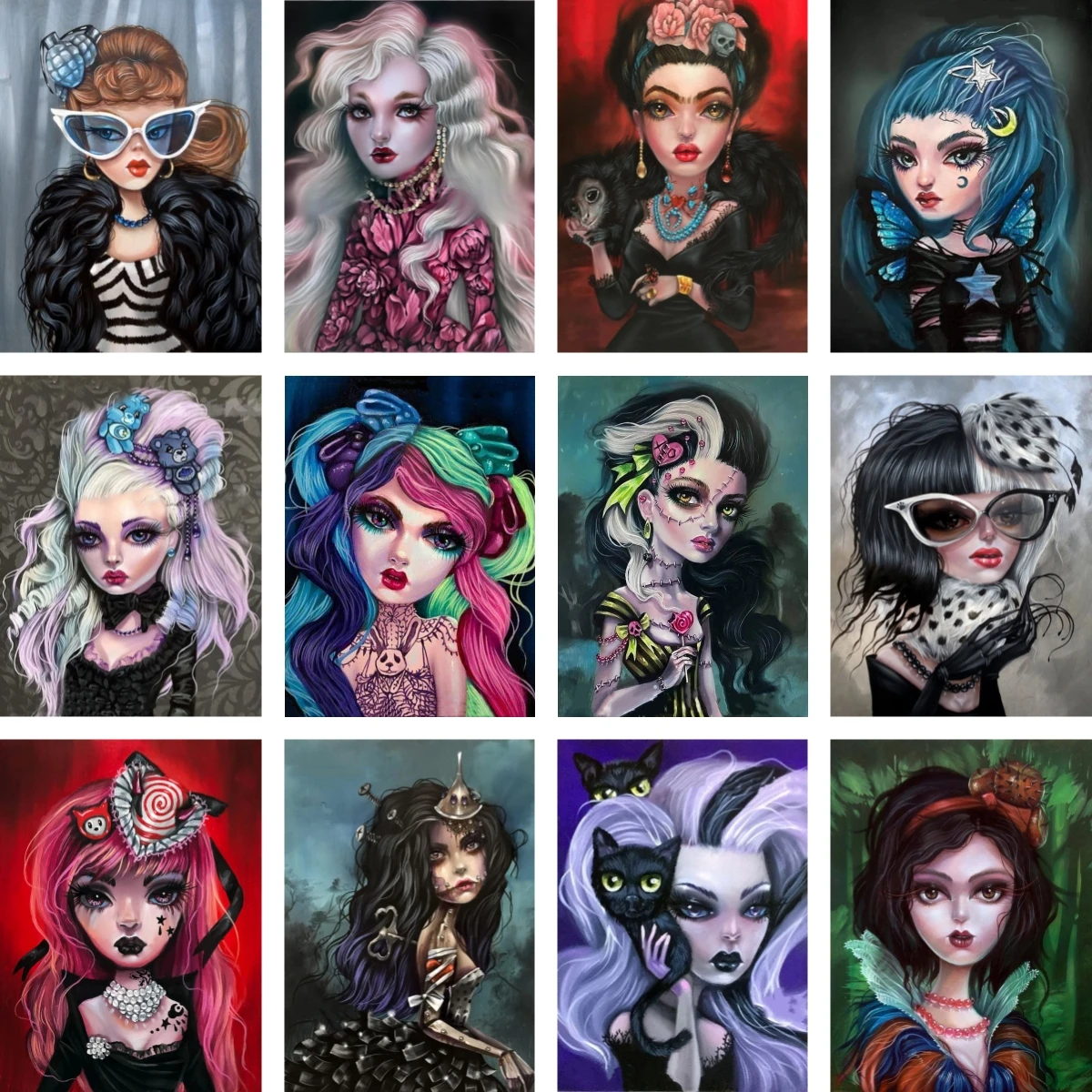 

5D Diamond Painting Mosaic Creepy Cute Girl Princess Full Square Round Drill Embroidery Picture Of Rhinestones DIY Wall Decor