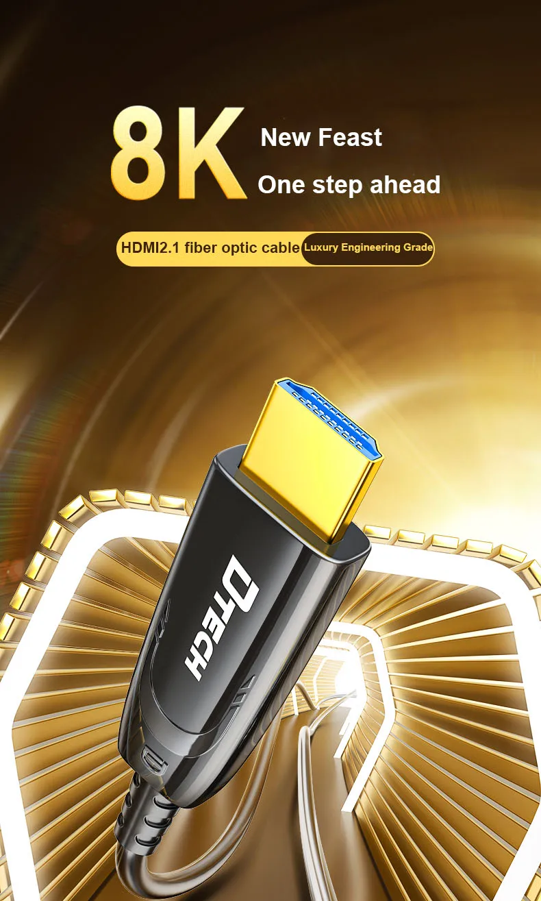 Wholesale 20M Black PVC Jacket 4.8MM HDMI 2.1 Optical Fiber Cable 8K HDR for Computer