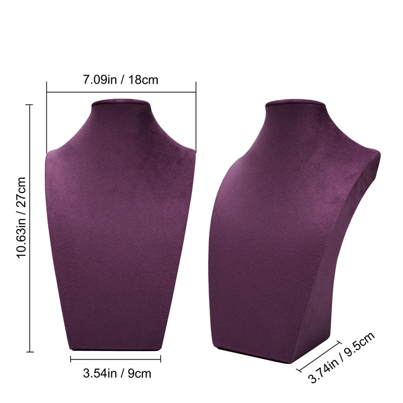 Velvet Covered Necklace Bust Display Stand Multi Color Mannequin Torso Jewelry Bust Holder Store Showcase Photo Shooting image 3