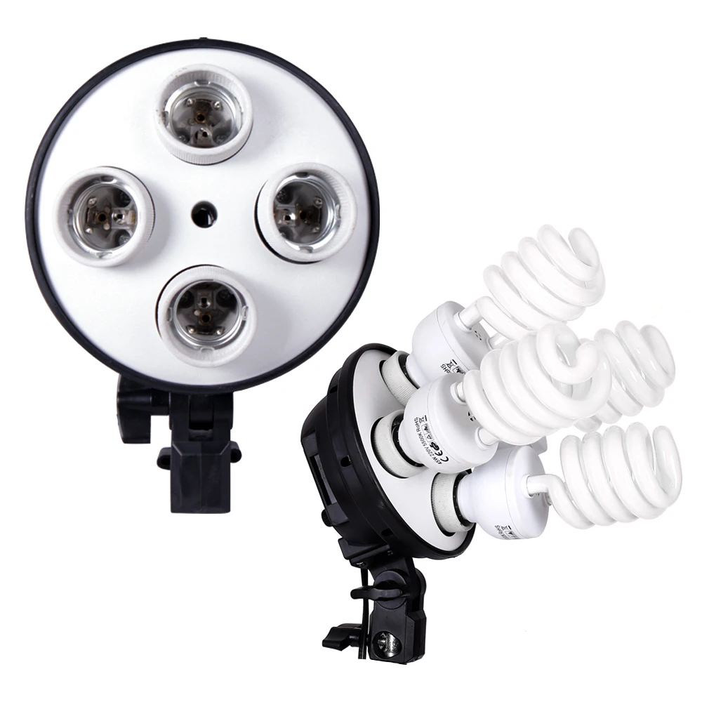 1PCS Four Lamp Softbox Photographic Lighting  Accessories With 4pcs E27 LED Bulbs For Photo Studio Photography Kit  Youtube Live