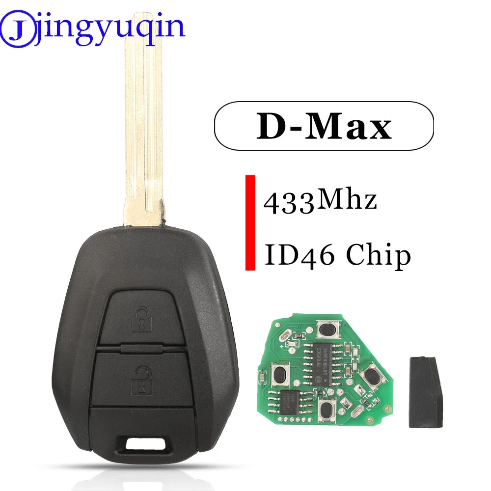 Jingyuqin D-Max 2Buttons Remote Car Key Contro Fit for ISUZU M-UX 433.92Mhz ASK ID46 Chip Auto Key Fob Replacement TOY43