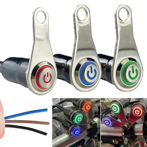 오토바이 스위치 ON + OFF 핸들 바 마운트 알루미늄 합금 방수 12V LED 안개등 램프 오토바이 경적 푸시 버튼 스위치