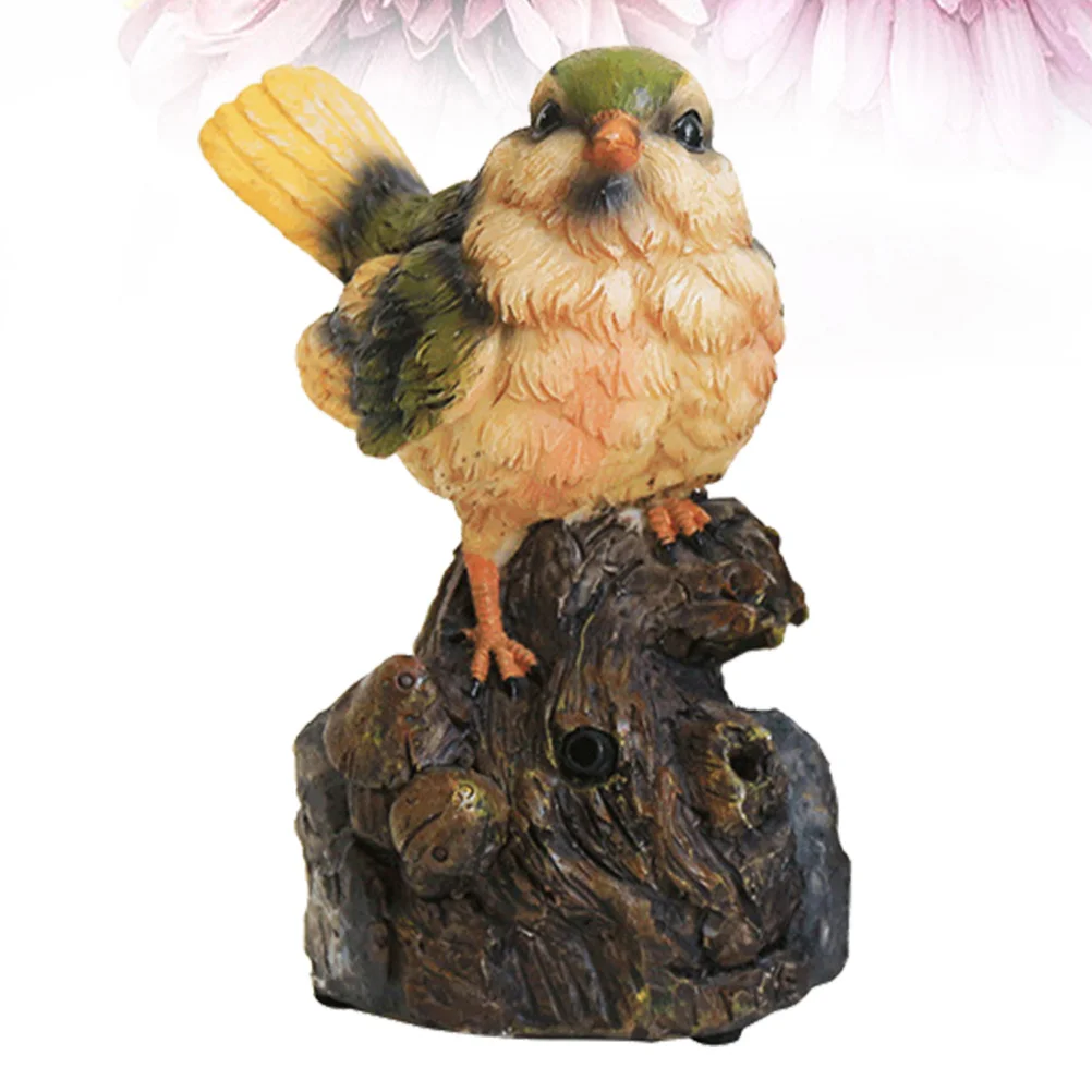 

1pc Resin Simulation Bird Ornament Realistic Garden Desktop Decoration Mini Sculpture With Birdsong Sound Assorted Colors