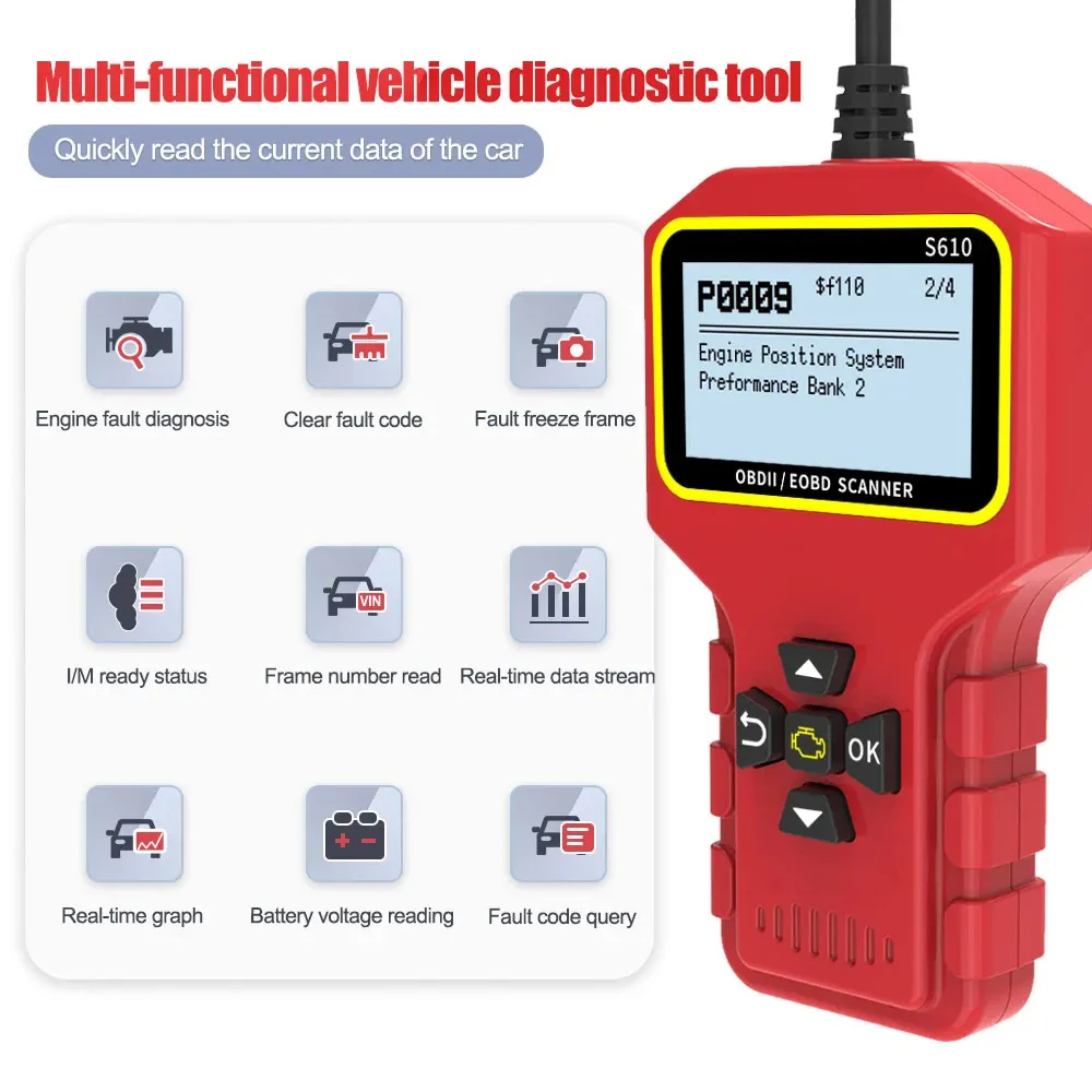 Car Diagnostic Tool S610 Professional Car Read/Erase Trouble Codes Car Engine Fault Diagnosis Automotive Battery Tester