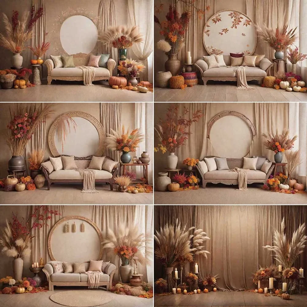 MOON.QG Bohemia Thatch Party Photography Backdrop Cowboy Boho Autumn Photozone Background Children Photo Studio Photozone Props