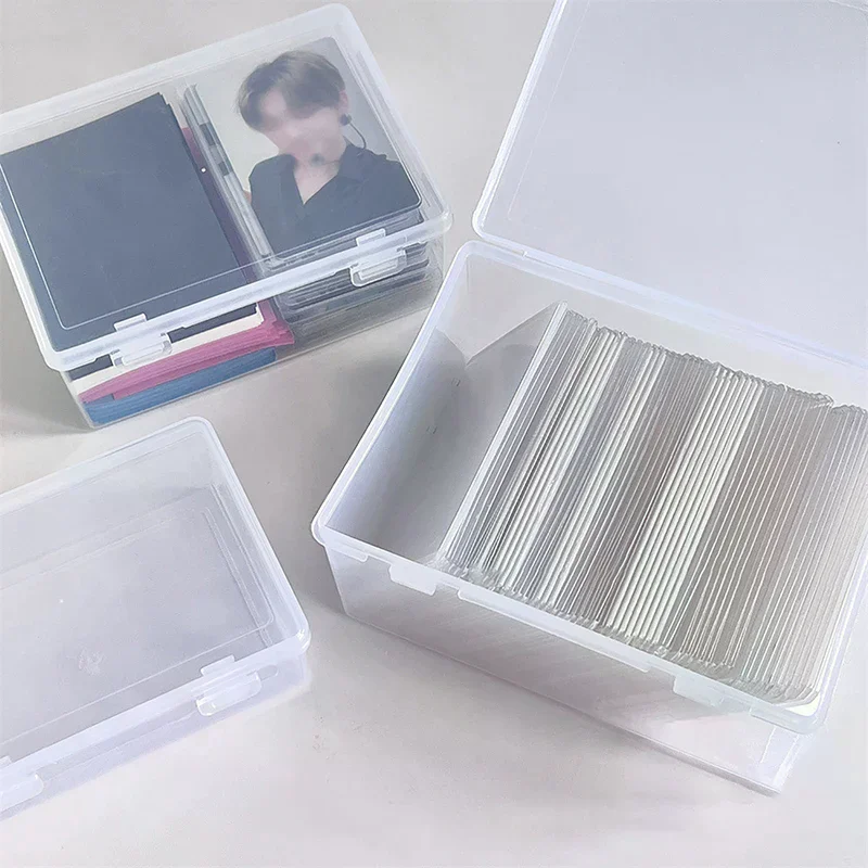PP Storage Box Transparent Desktop Organizer Large Capacity Stickers Pencil Box Subpackage Holder Desktop Stationery Storage Box