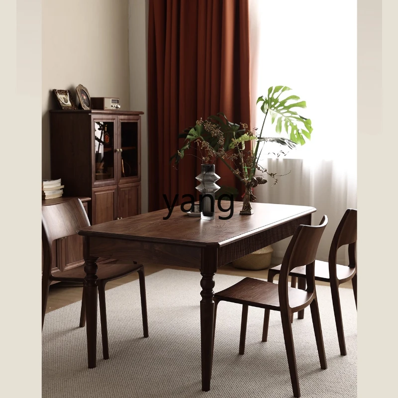 

yhm Dining Table and Chair Set Rectangular Solid Wood Vintage Style