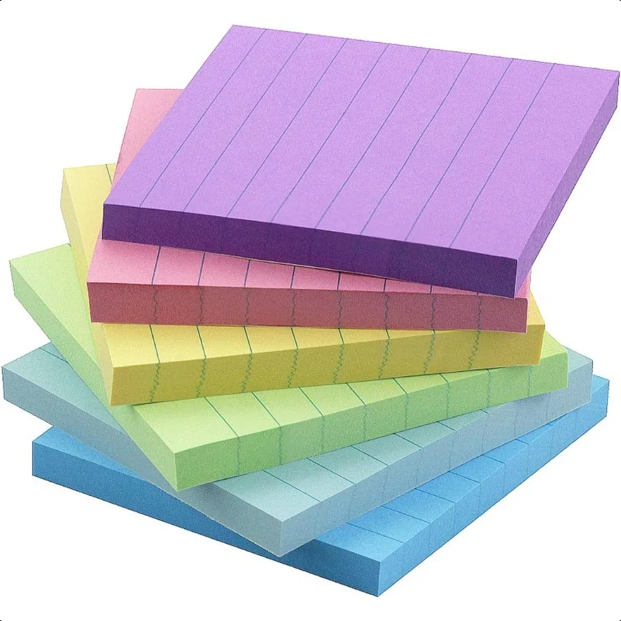 Lined Sticky Notes with Lines 4x4 SelfStick Notes 6 Candy Color 6 Pads 60 Sheets Pad