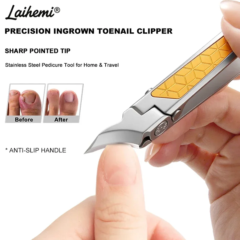 25°Foldable Curved Ingrown Toenail Clipper Set, 2PCS Wide Jaw Stainless Steel Nipper with Nail File for Thick Hard Nails