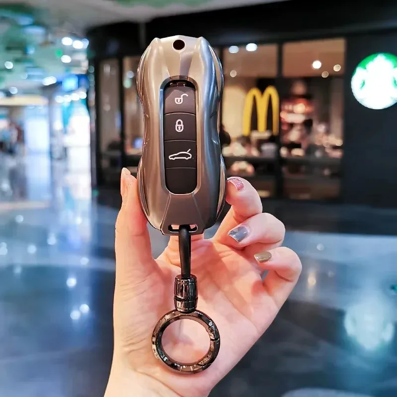 

Suitable for Porsche keycase Cayenne Paramera Macan 918 718 keycover keyshell keychain modification high-end bag for men women