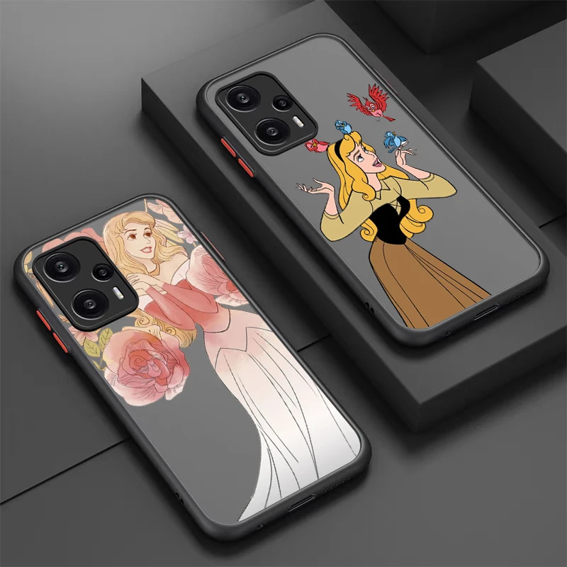 

Sleeping Beauty Princess Aurora For POCO X5 X4 X3 NFC X2 M5S M6 M4 M3 M2 C51 F5 F4 GT Pro Frosted Translucent Phone Case