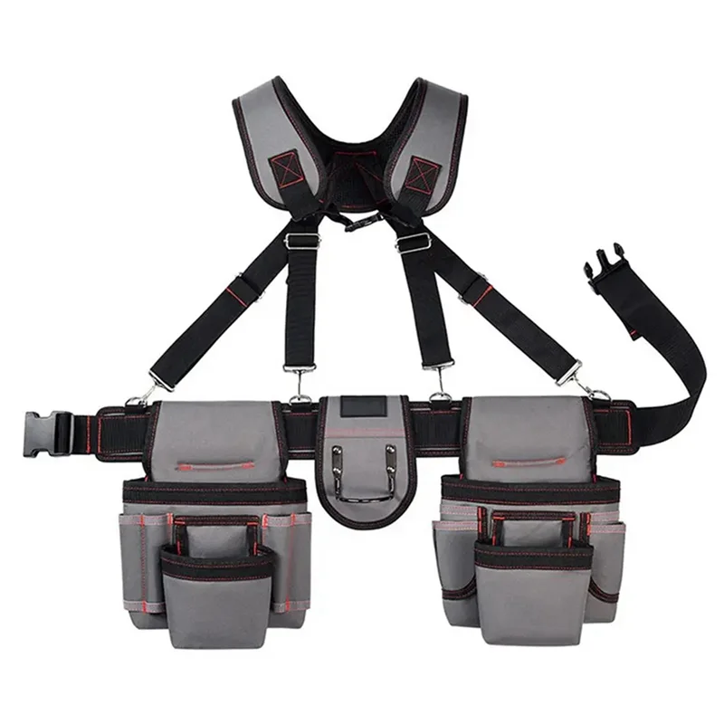 Suspender Tool Belt With Pouches Portable Large Capacity Gardening Tool Bag Electrician Tool Bag Strap Belt-AT36