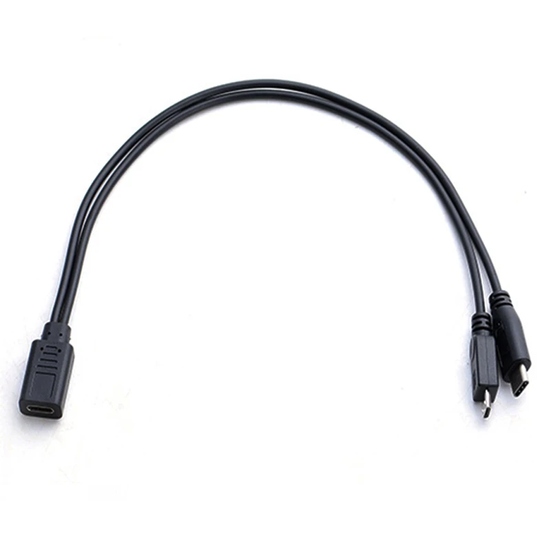 1pcType-c USB  / Micro USB 1 Female to Micro/Mini USB Type-c Type B Male Y Splitter Charge Extension Date Splitter Adapter Cable