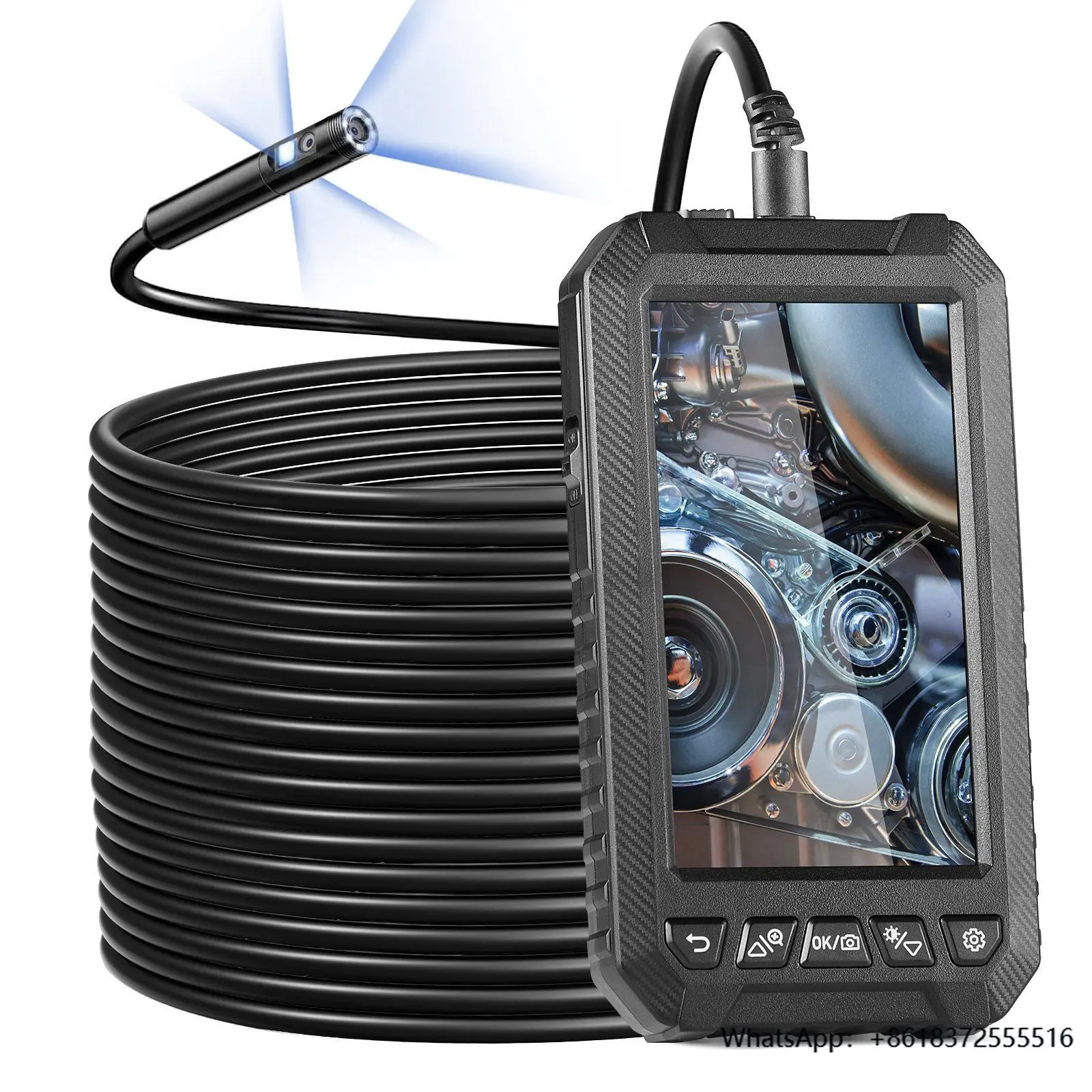 

Triple Lens Borescope Endoscope Camera with Lights 49.2FT Cable 5\" Screen for Cars & Vehicles