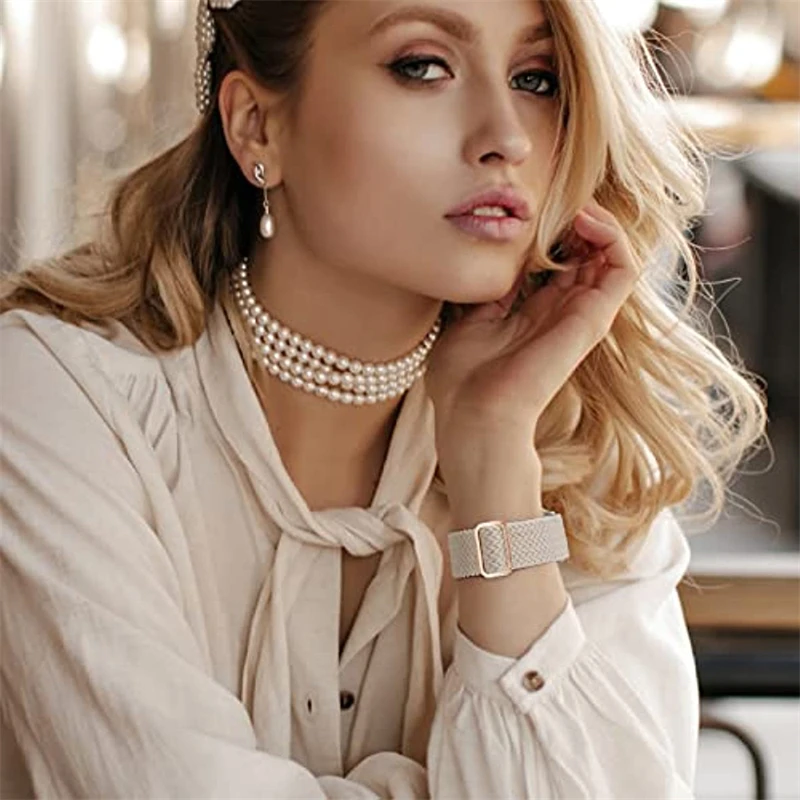 Band voor Apple Watch band 44 mm 40 mm 45 mm 41 mm 49 mm 38 mm 42 mm Elastisch gevlochten armband iwatch serie 7 se 5 6 8 ultra 49 mm band