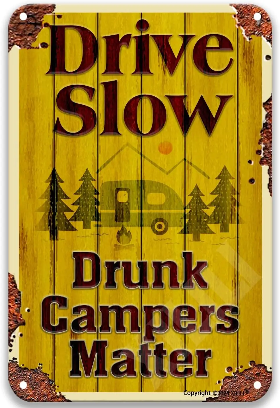 Y1,Warning Drive Slow Drunk Campers Matter Vintage Tin Sign Signs Laundry Room Decor Bedroom Accessories Farmhouse