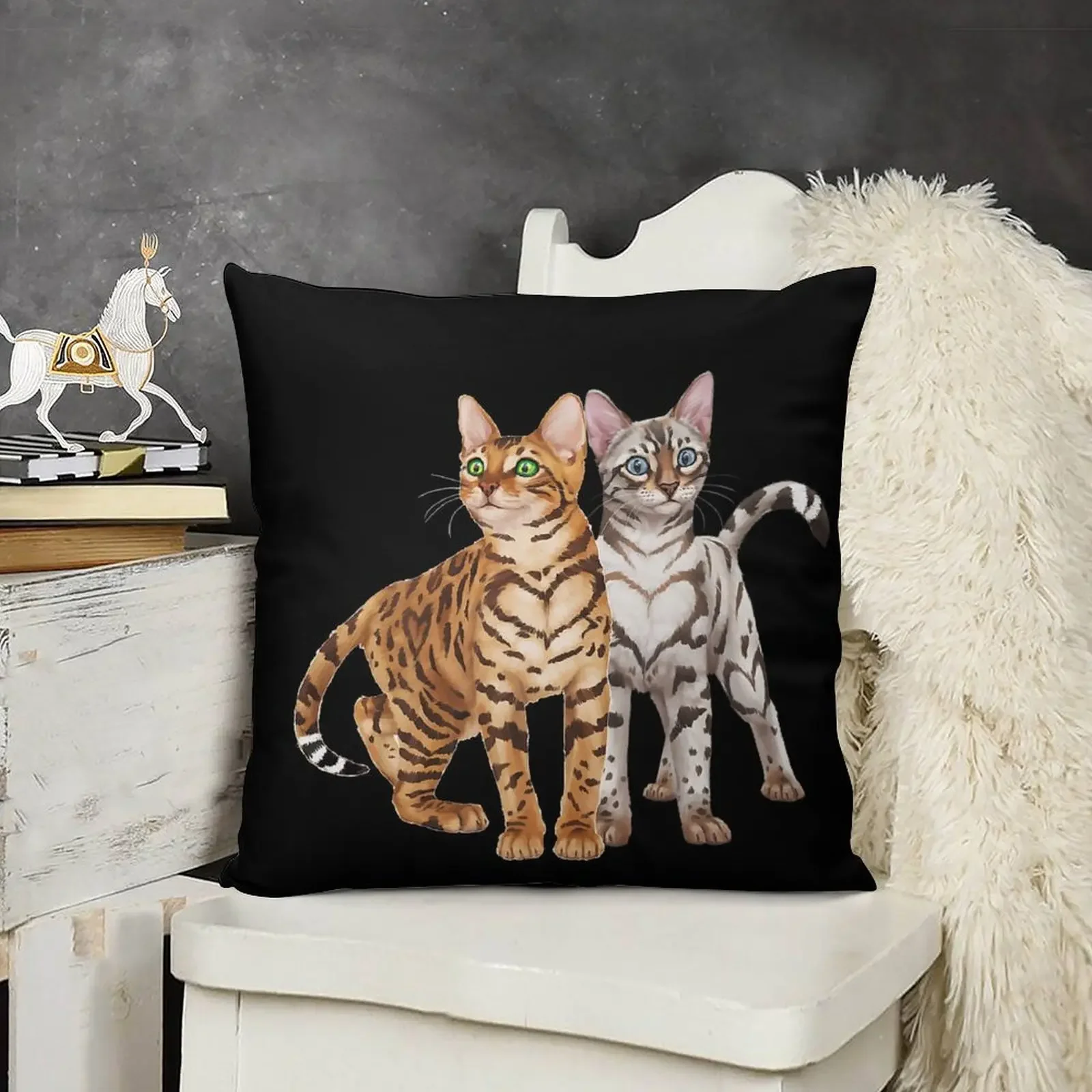 ¡Amigos del gato de Bengala! Roseta y gatos de Bengala de nieve, fundas de almohada Premium para sofá, fundas de cojines para almohada de sala de estar
