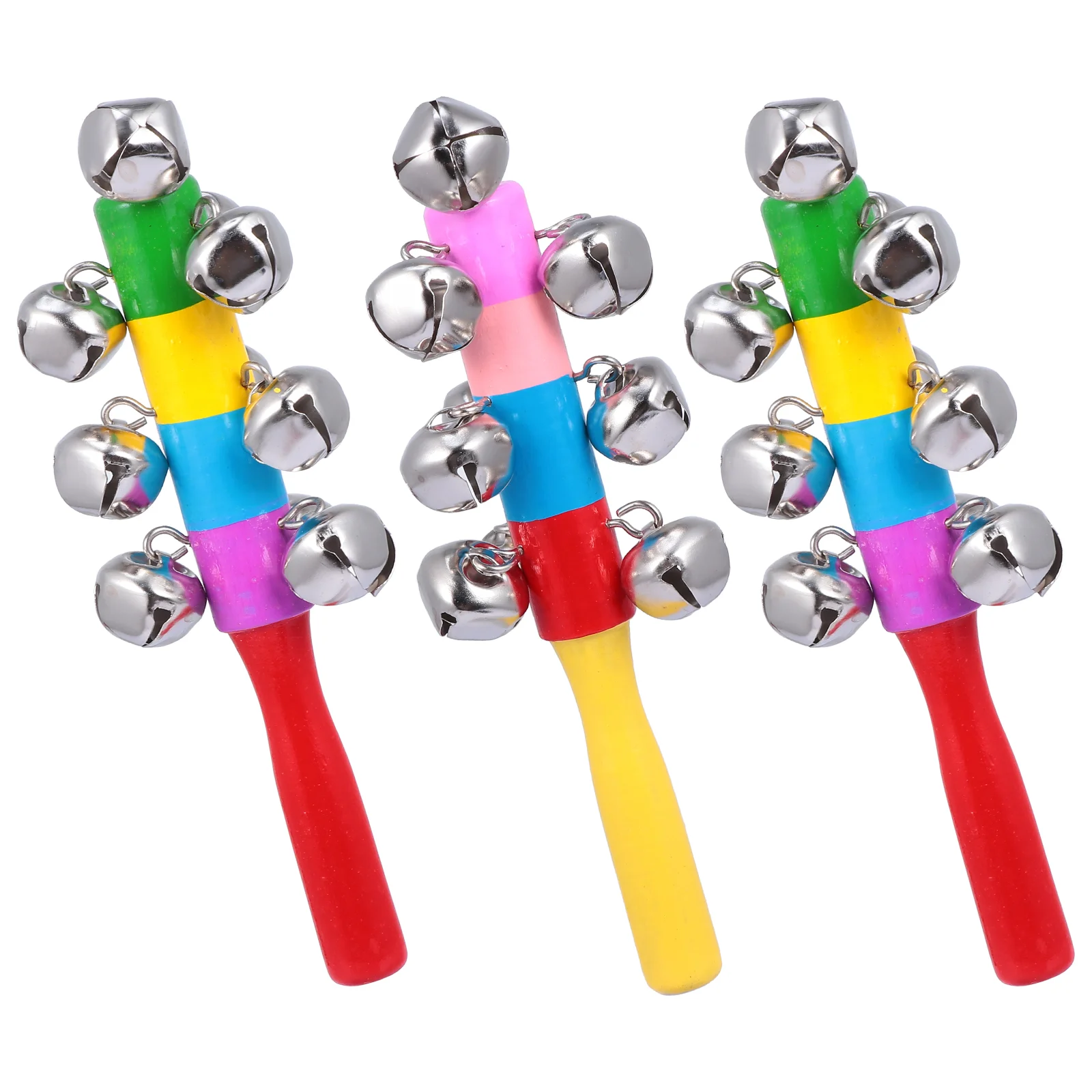 

Child Holding Rattle Hand Sticks Bell Rattles for Baby Wood Handbell Toys Grip Kids