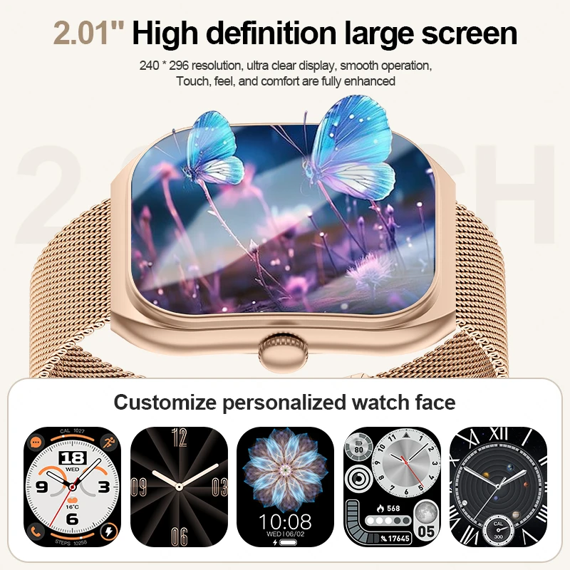 LIGE nuevo reloj inteligente con pantalla curva 3D de 2,01 pulgadas para mujer, rastreador GPS, llamada, ritmo cardíaco, deportes, Fitness, reloj inteligente para Android iOS 2025