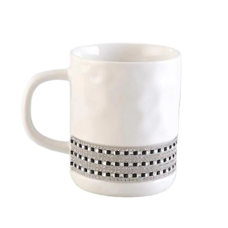

Rhinestone Coffee Mug Breakfast Milk Mug 300ml Multipurpose Milk Cup Ceramic Water Drinking Container For Wine Coffee Beer