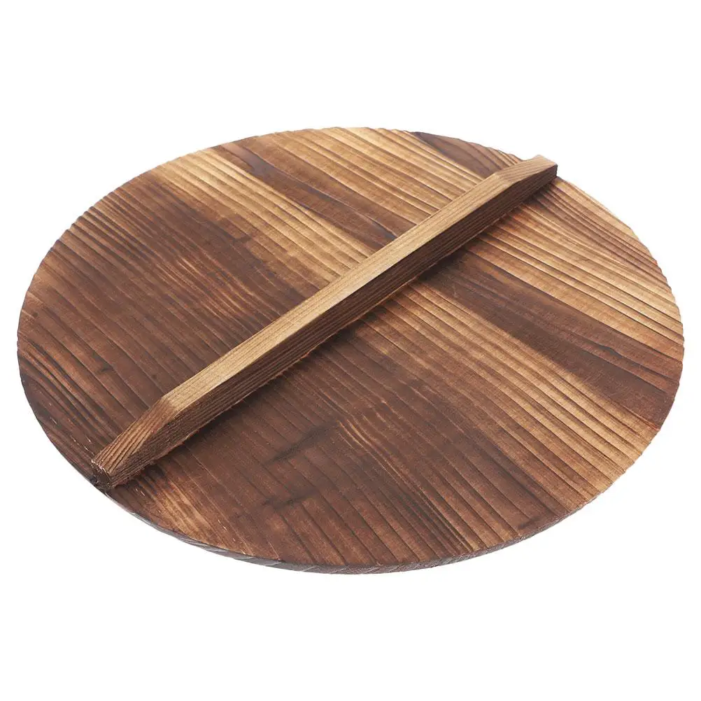 

Wooden Wok 29-29-1.6cm Anti-Spill Kitchen Gadget Oil Wooden Wok Cover Splashing Protective Cookware Part