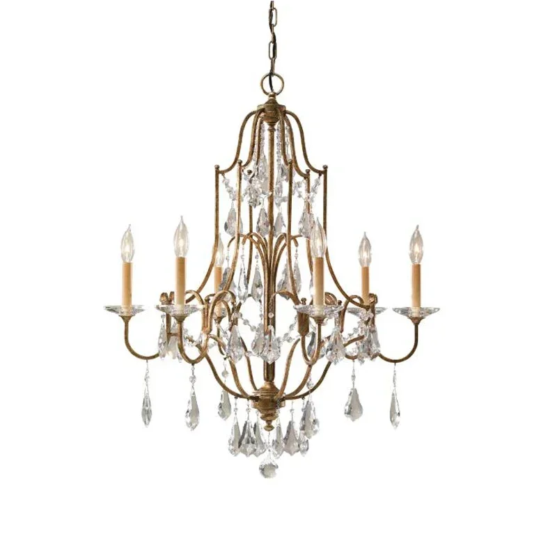 

Retro Gold Crystal Chandelier Light Luxury Hanging Fixtures Suspension LED Lustres Home ing