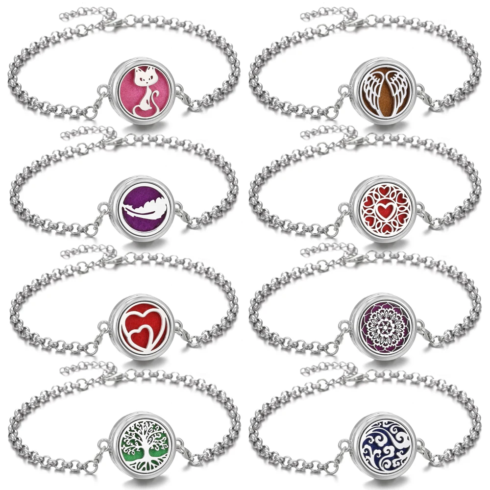 Aromatherapy Diffuser Bracelet Chain Bracelets for Men Scent Perfume Essential Oil Diffuser Bracelet Open Locket Charms Bracelet