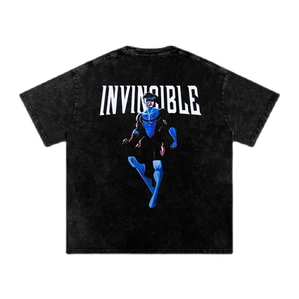 Superhero Invincible Graphic T-shirt, Mark Grayson Print Tee, Vintage Washed Short Sleeve Tops, Unisex Men Women Casual Clothing