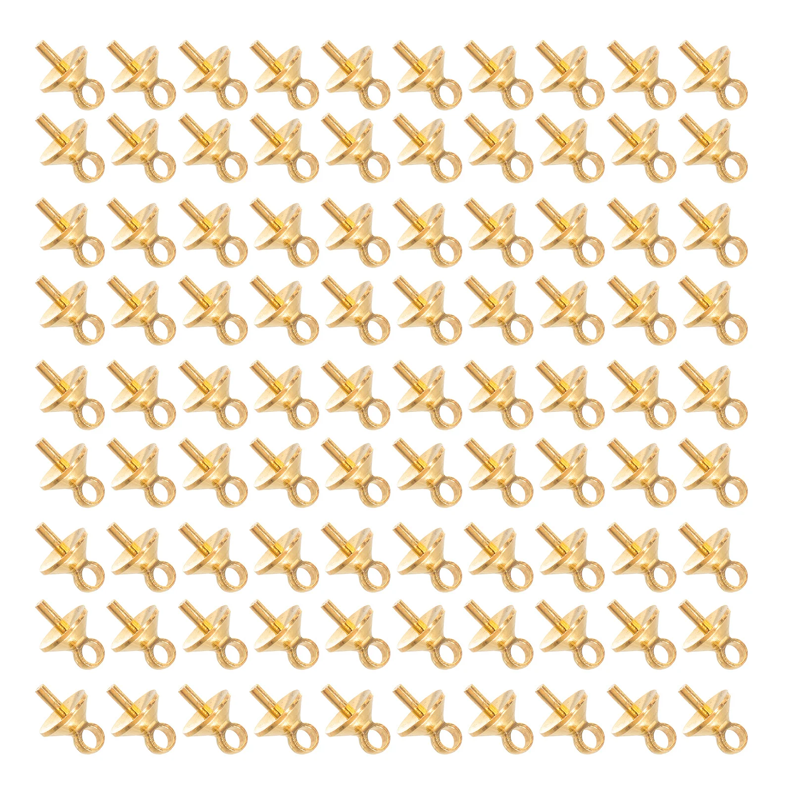 

100pcs Pure Pendant Bail Half Drilled Bead Connector Gold Small Cup Eye Pin Glue On Jewelry Findings For Diy