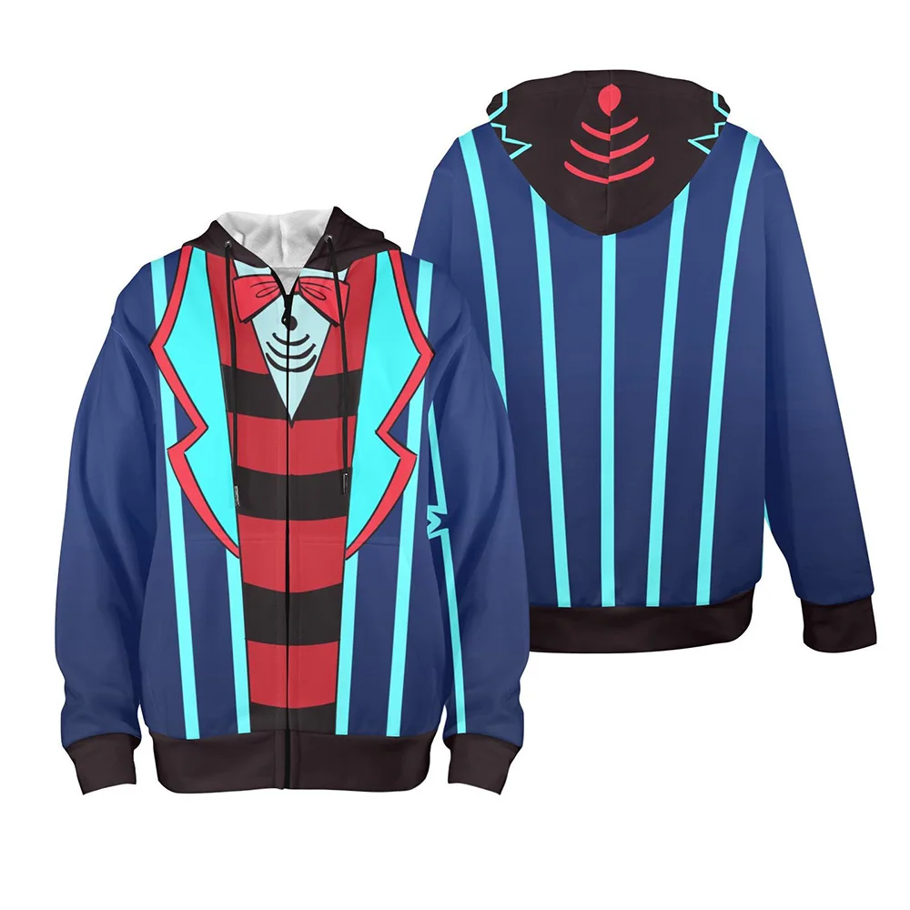 VOX Cosplay Felpe con cerniera Helluva Boss HazbinHotel Anime Stampa Felpe Inverno Manica lunga Maschile Pullover con cappuccio Top unisex