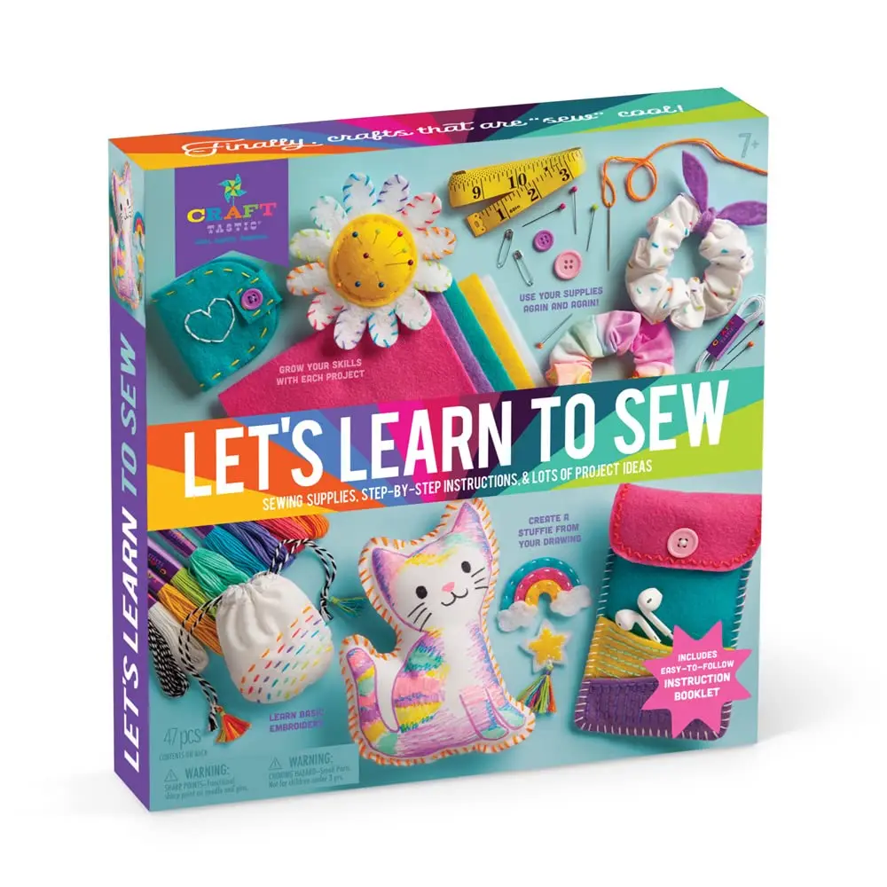 

Набор для шитья Craft-Tastic Let’s Learn to Sew – мини-набор для шитья, товары для творчества, художественные принадлежности, набор для вышивания для начинающих, включает в себя принадлежности для шитья.