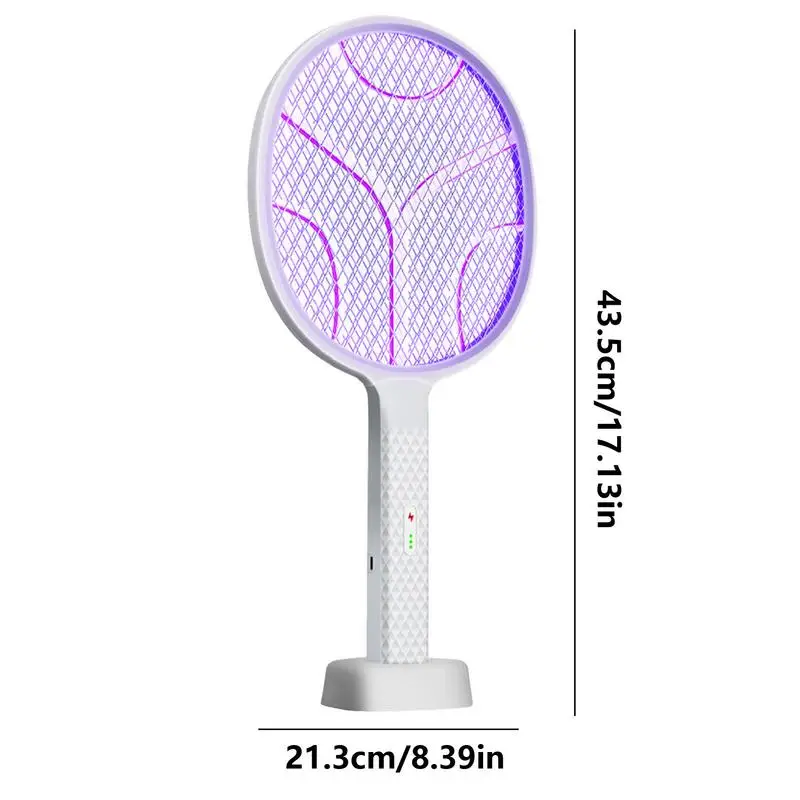 Raqueta de tenis matamoscas recargable, atrapamoscas 2 en 1, luz púrpura, matamoscas, recargable por USB, para interiores