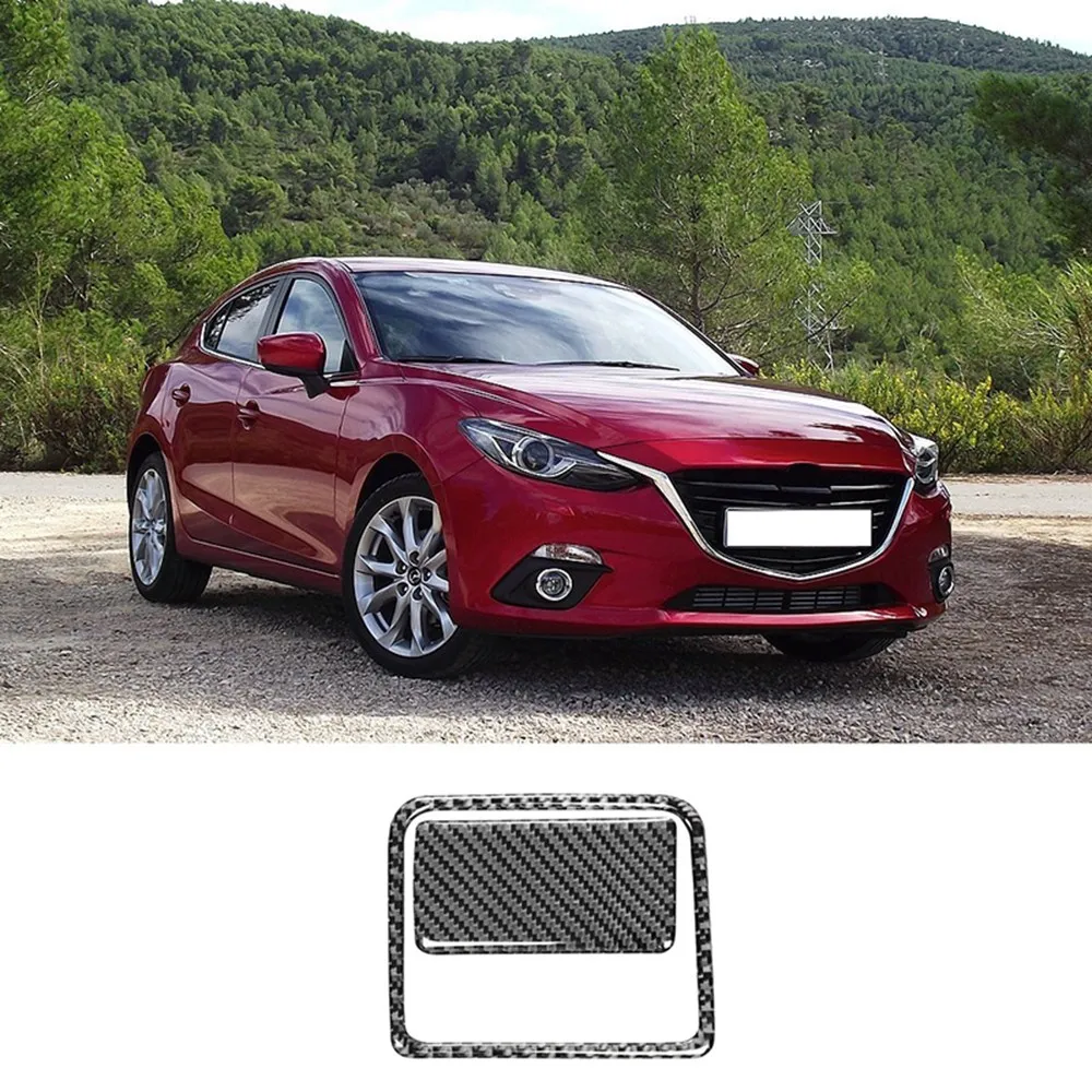 Carbon Fiber Copilot Glove Box Handle Cover Trim for Mazda 3 Axela 2014 2015 2016 2017 Interior Accessories