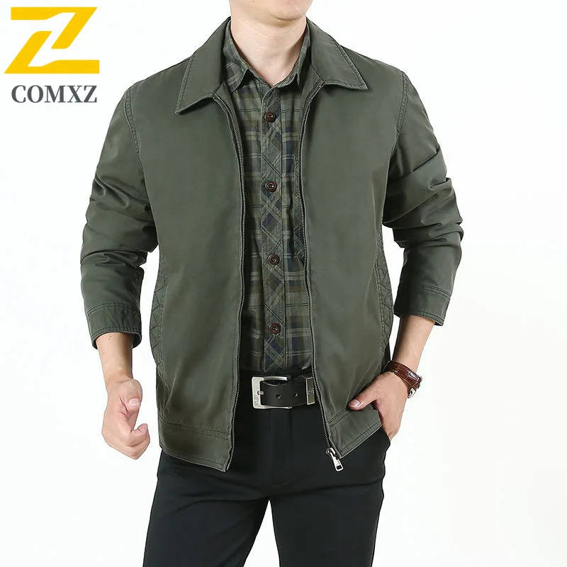 

Men Baseball Jacket Casual Solid Color Loose Fit Work Business Coat Lightweight Outdoor Travel Hiking Slim Zipper Autumn Blazer