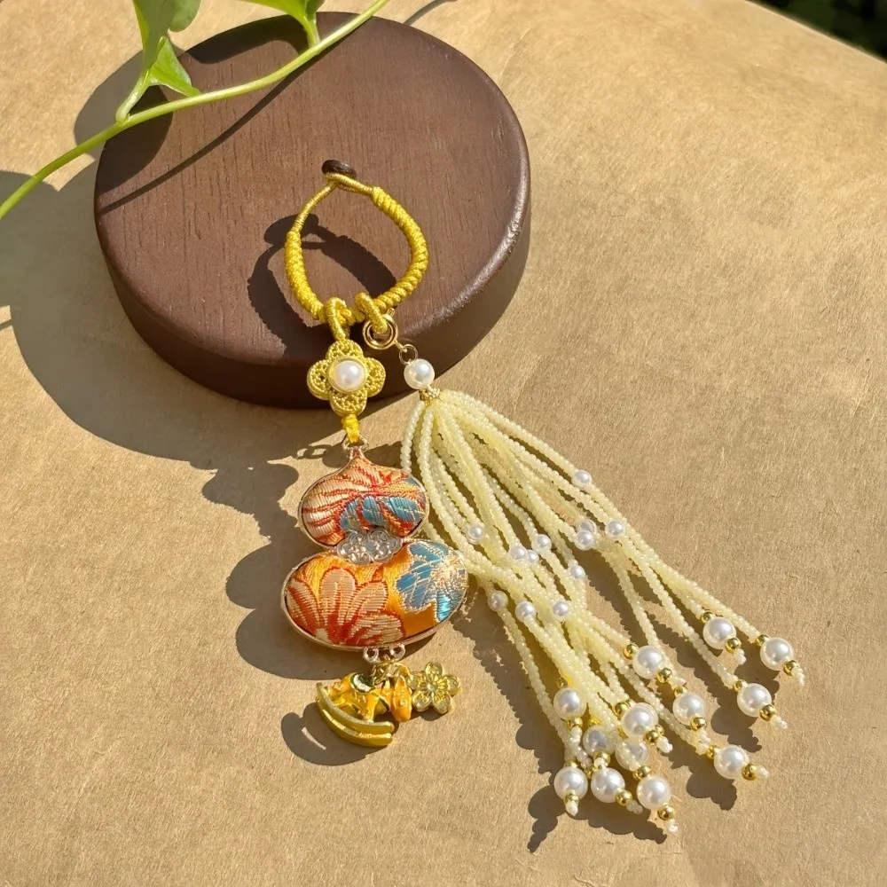 Luxury Brocade Gourd Pendant Beads Tassels Exquisite Chinese Traditional Key Chain Bag Hangings High-end