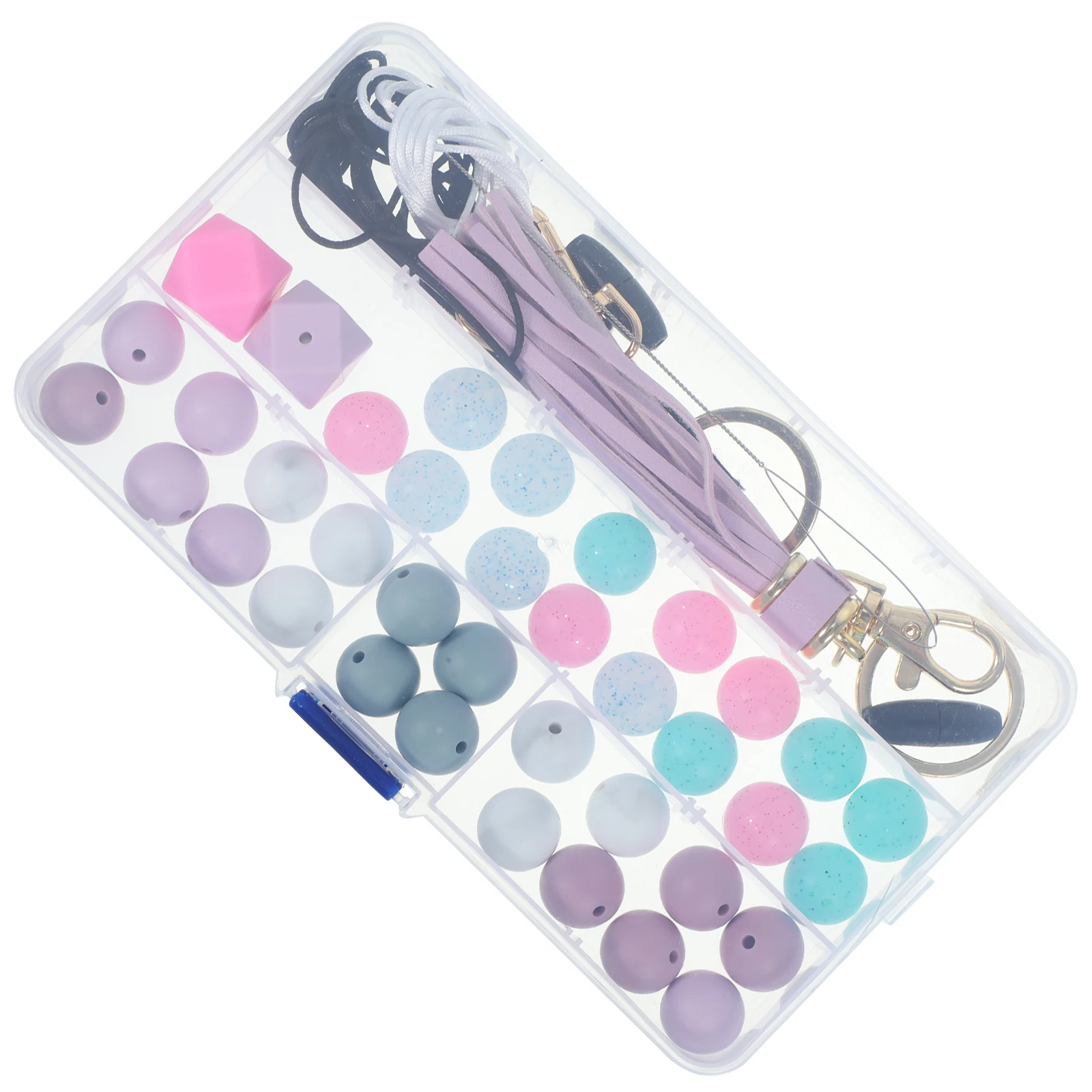 

Silicone Beads Keychain Making Craft Small Jewelry Toy Wrist DIY Bracelet Loose Beads Gifts Safe Material Long Use Clean