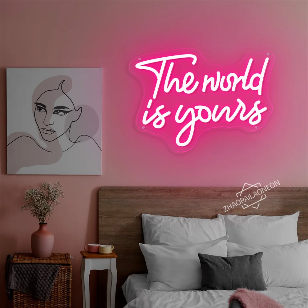 The World Is Yours Neon Led Sign Bedroom Neon Light Sign Office Wedding Neon Sign Man Cave Game Room Wall Decor Birthday Gift