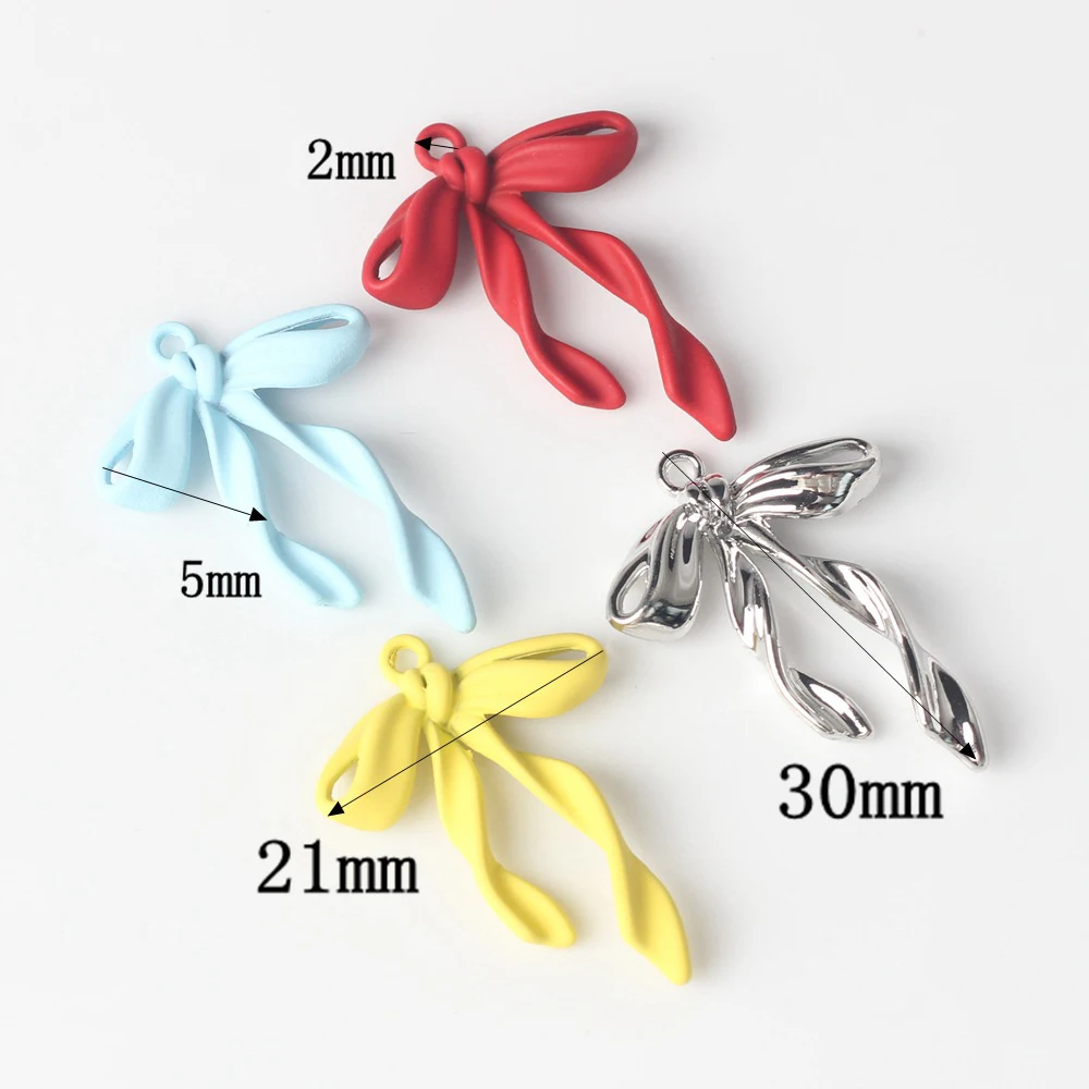 10pcs Simple Cute Bow Pendant Accessories DIY Handmade Jewelry Making Earrings Necklace Bracelet Accessories Craft Alloy Fashion