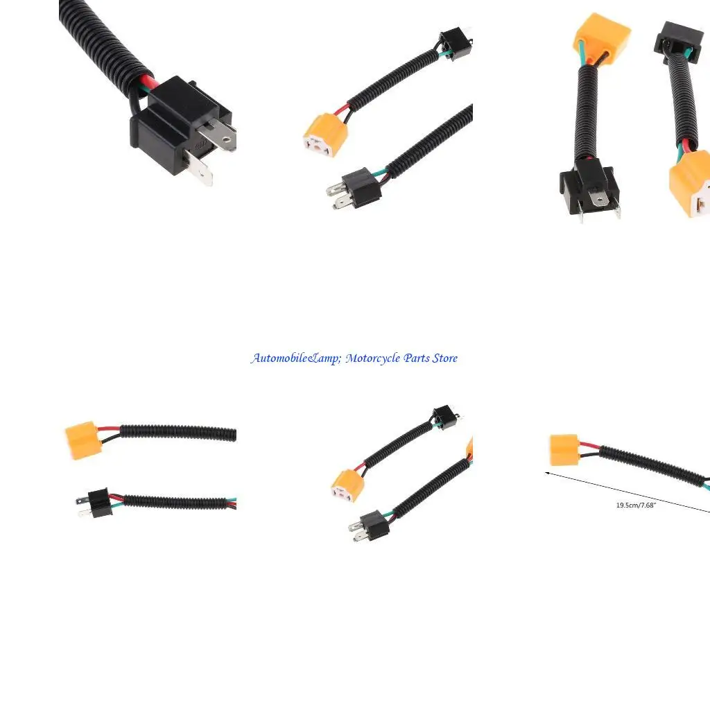 

H7BD 2Pcs Headlight H4 Headlamp Light Bulb Ceramic Socket Plugs Wiring Harness Automotive Light Assembly