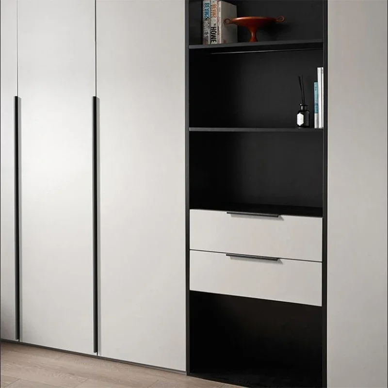 Maniglia invisibile per armadio, estesa, moderna, estremamente semplice, nera, per porta dell'armadio, cassetto, porta laterale, maniglia per cucitura, senza perforazione