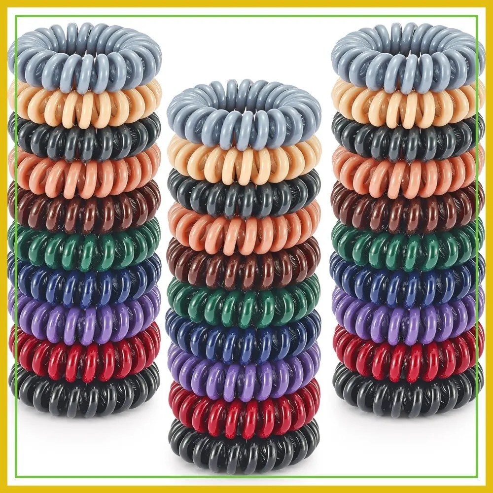 

30 Pcs No Crease Hair Spiral Ties, Phone Cord Hair Ties for Thick Hair, Women Ponytail Holder Elastics