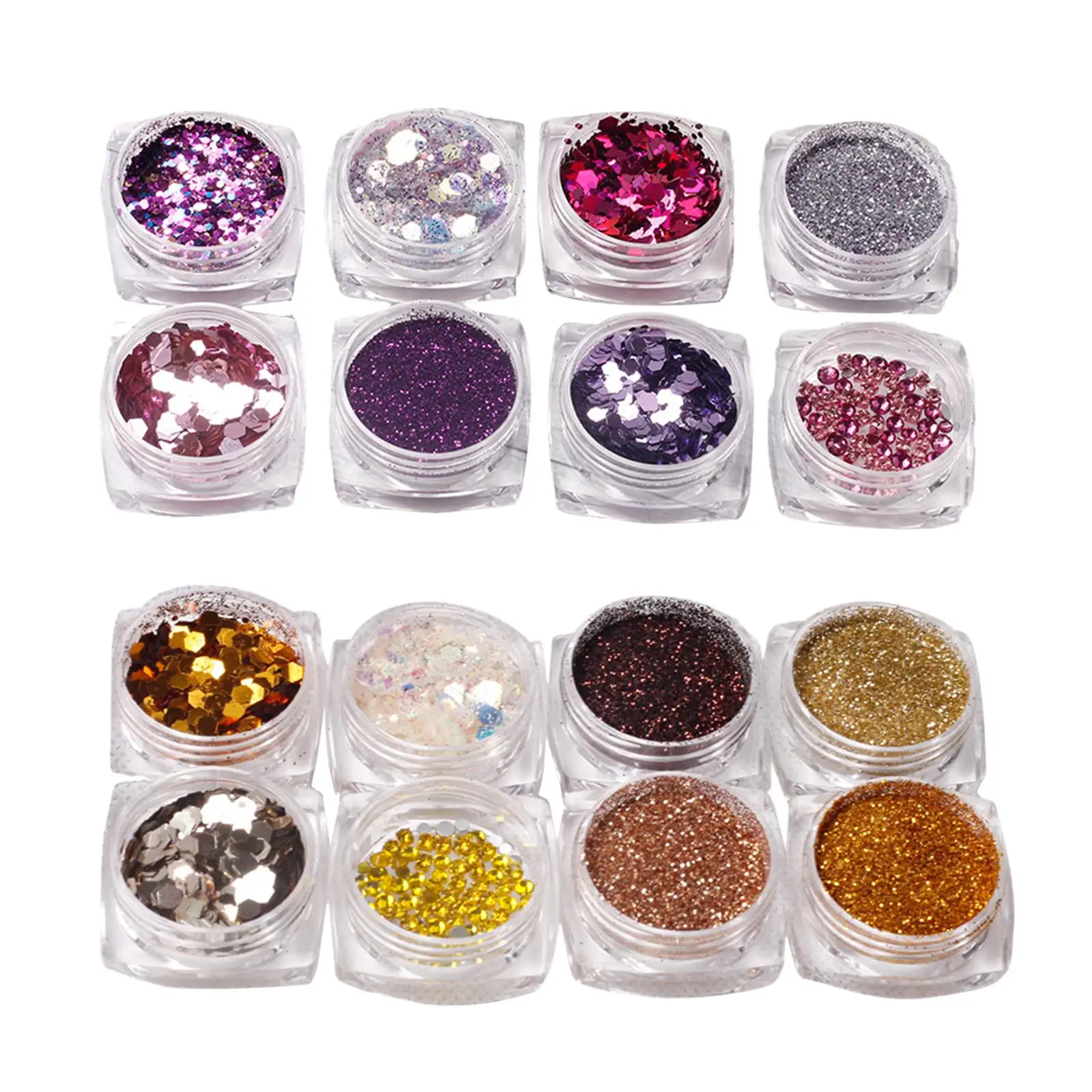 8 Pieces Sparkly Nail glitter Sequins Nail Supplies Charms bright for Stage