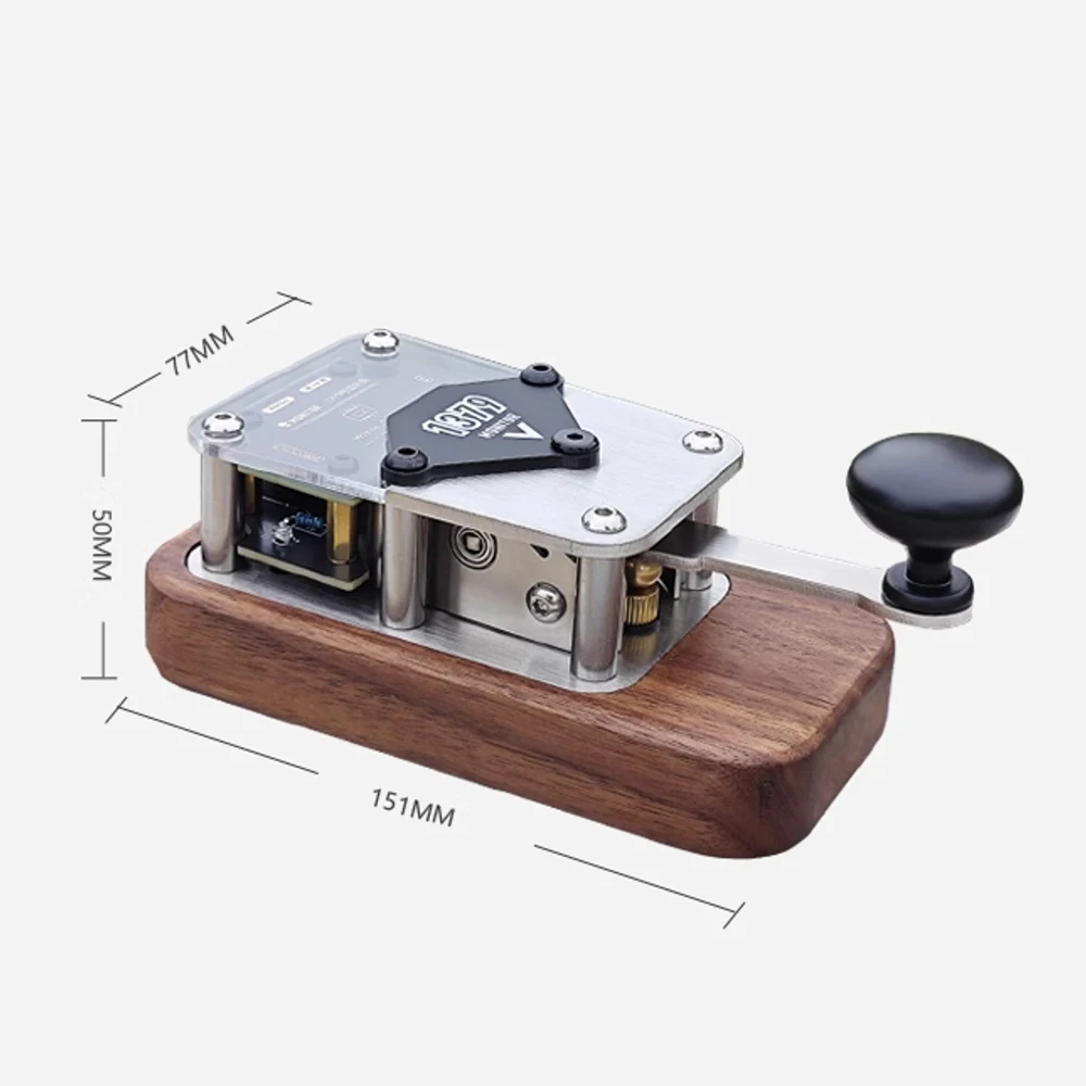 Vintage Morse Code Telegraph Key – Black Walnut & Stainless Steel CW Paddle with Sound/Light Module