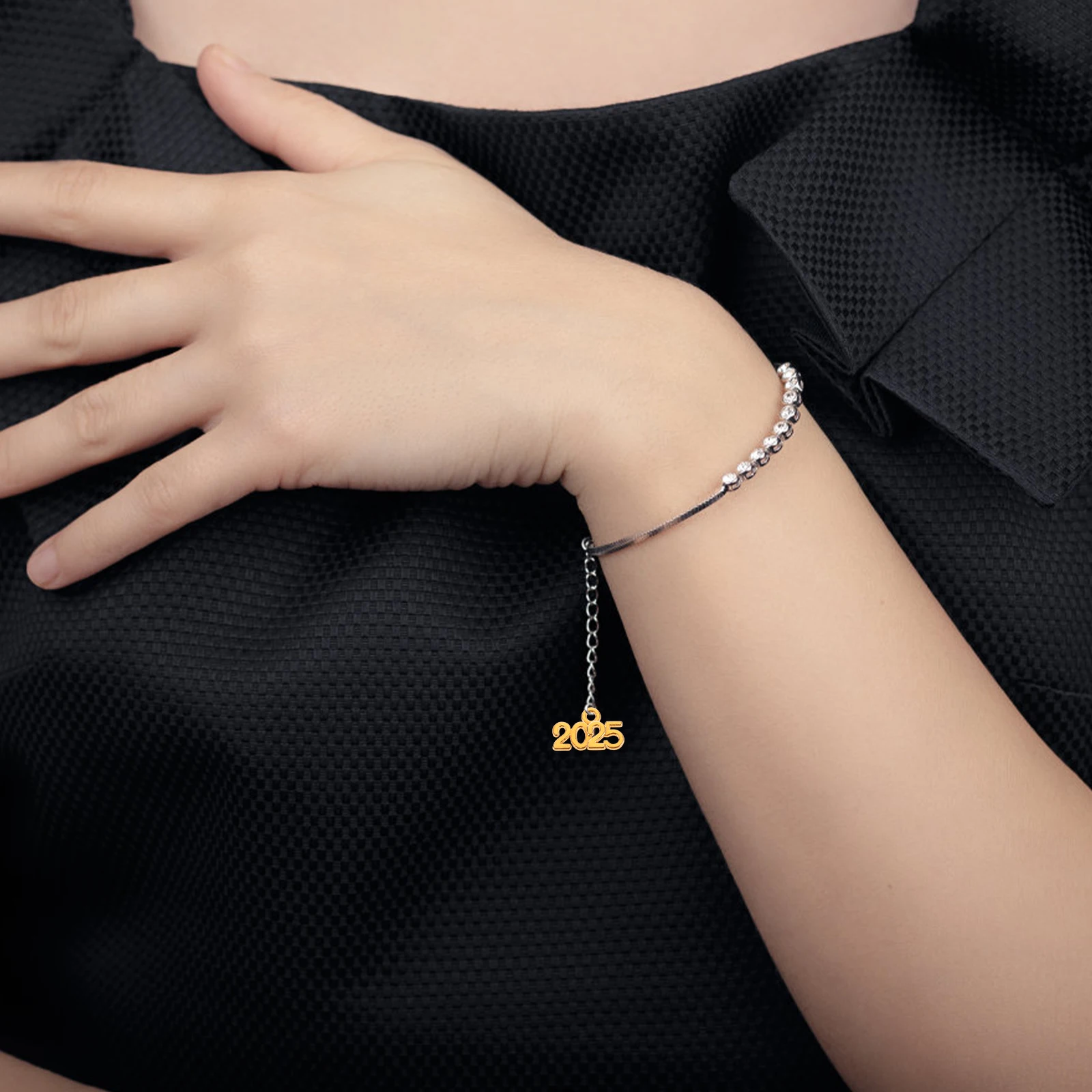 

100 Pcs 2025 Pendant Bracelet Bracelets Charms Number Golden Zinc Alloy Cute Jewelry