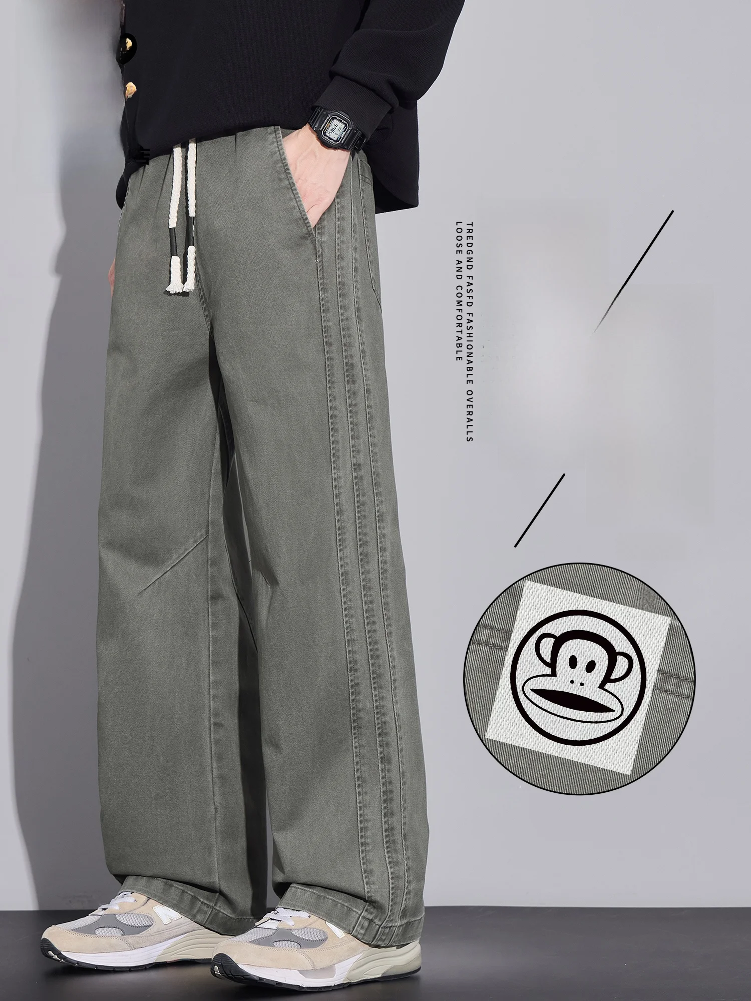 

PaulFrank Pure Cotton Work Trousers Men's Loose Straight Leg Casual Pants Spring New Arrival Durable Comfortable Leisure Trou...