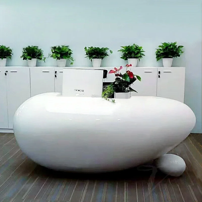 Egg-shaped special-shaped front desk, hotel reception desk, booth