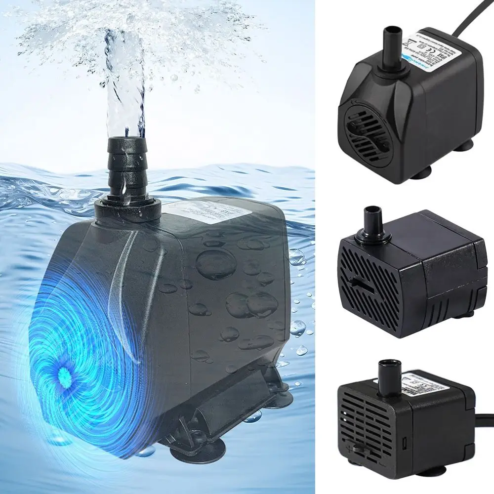 

Black Submersible Water Pump Ultra-Quiet Submersible Fountain Pump Adjustable with Suction Cup Ponds Fountains