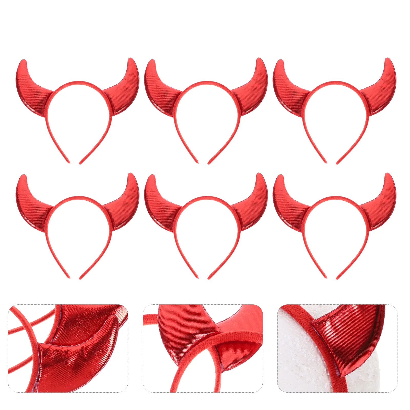 

Набор из 6 блестящих рожков дьявола для волос, универсальный размер, аксессуар для Хэллоуина, вечеринок, для женщин и детей, для праздничного переодевания и веселья